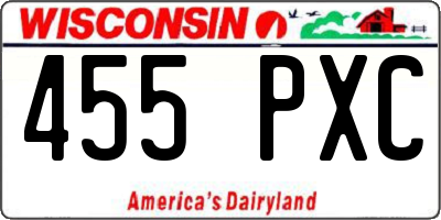 WI license plate 455PXC