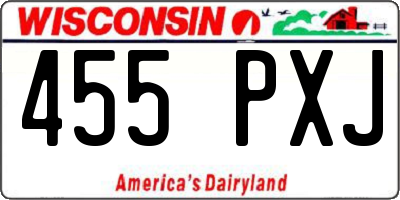 WI license plate 455PXJ