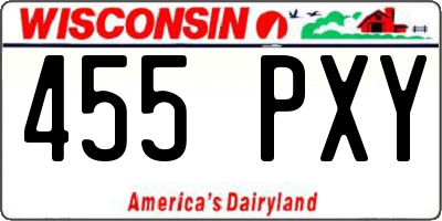 WI license plate 455PXY