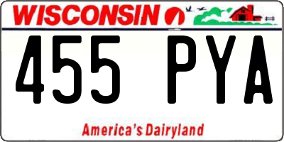 WI license plate 455PYA
