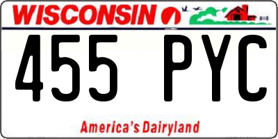 WI license plate 455PYC
