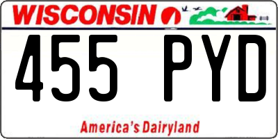 WI license plate 455PYD