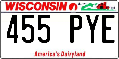 WI license plate 455PYE