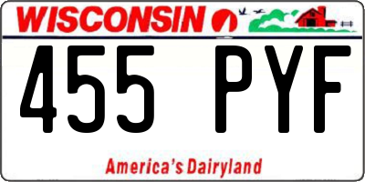 WI license plate 455PYF