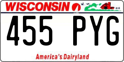 WI license plate 455PYG