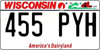 WI license plate 455PYH