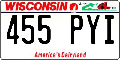 WI license plate 455PYI