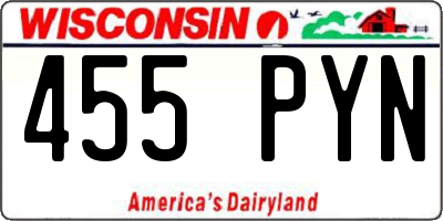 WI license plate 455PYN