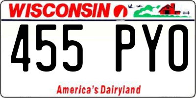 WI license plate 455PYO