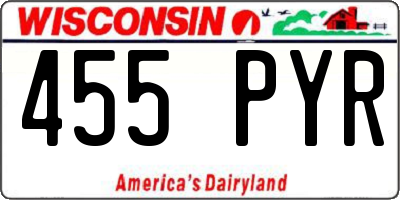WI license plate 455PYR