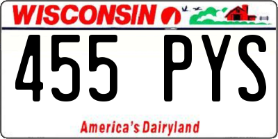 WI license plate 455PYS