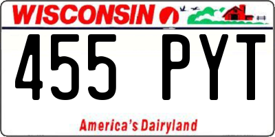 WI license plate 455PYT