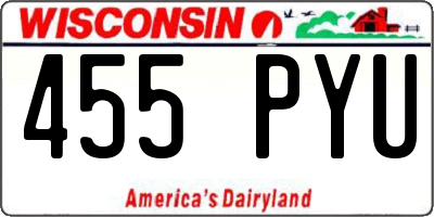WI license plate 455PYU