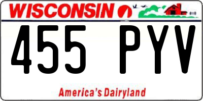 WI license plate 455PYV