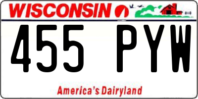 WI license plate 455PYW