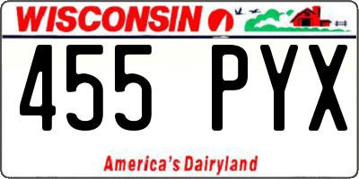 WI license plate 455PYX