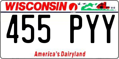 WI license plate 455PYY