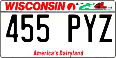 WI license plate 455PYZ
