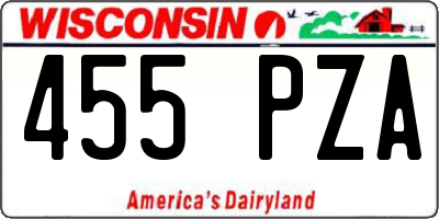 WI license plate 455PZA