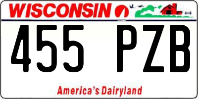 WI license plate 455PZB