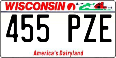 WI license plate 455PZE