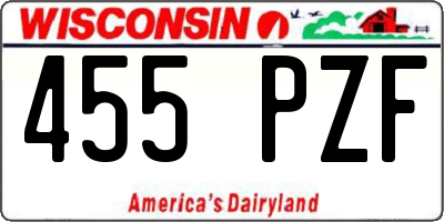 WI license plate 455PZF