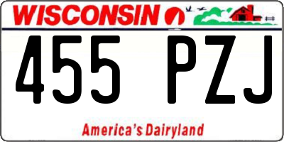 WI license plate 455PZJ