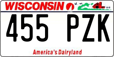 WI license plate 455PZK