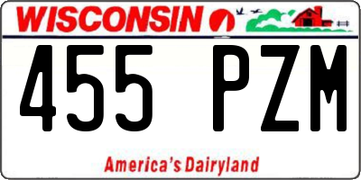 WI license plate 455PZM