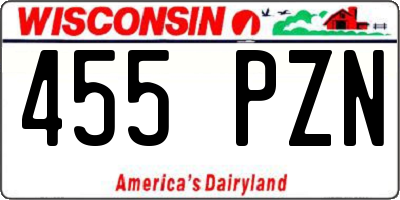 WI license plate 455PZN