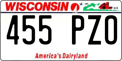 WI license plate 455PZO