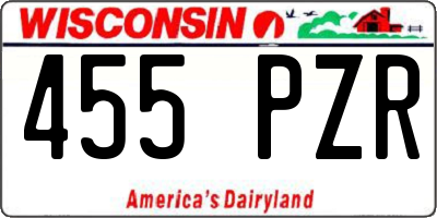 WI license plate 455PZR