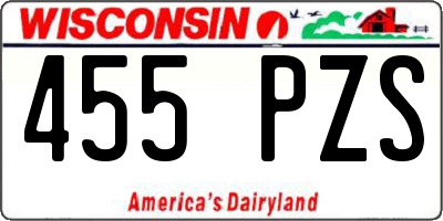 WI license plate 455PZS