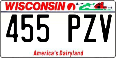 WI license plate 455PZV