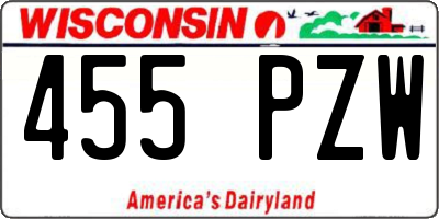 WI license plate 455PZW