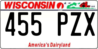 WI license plate 455PZX
