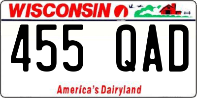 WI license plate 455QAD