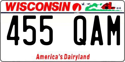 WI license plate 455QAM