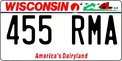 WI license plate 455RMA