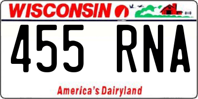 WI license plate 455RNA