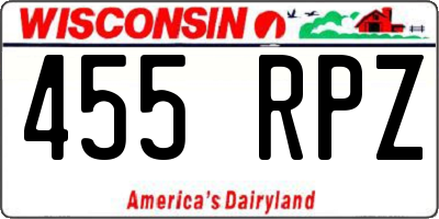 WI license plate 455RPZ