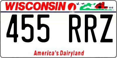 WI license plate 455RRZ