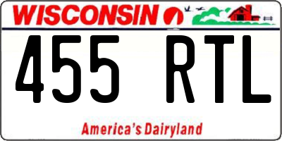 WI license plate 455RTL
