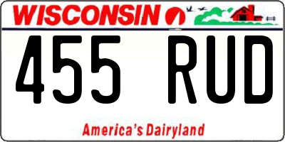 WI license plate 455RUD