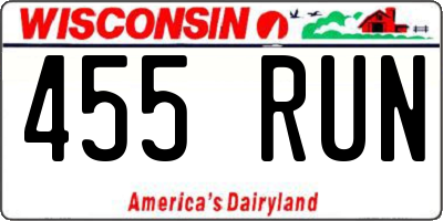 WI license plate 455RUN