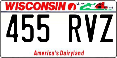 WI license plate 455RVZ