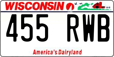 WI license plate 455RWB