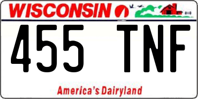 WI license plate 455TNF