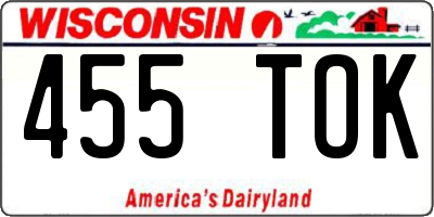 WI license plate 455TOK