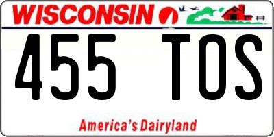 WI license plate 455TOS